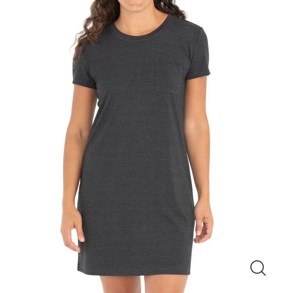 Free Fly Flex Pocket Bamboo Viscose Short Sleeve T-Shirt Dress Gray Size Small